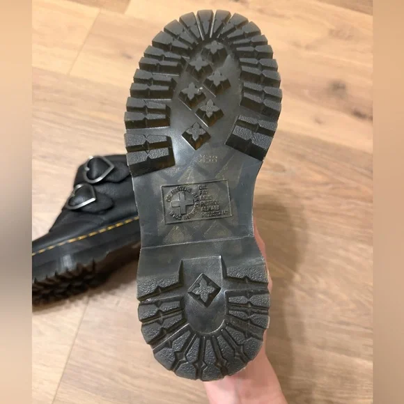 Dr. Martens Black Devon Heart Buckle Platform Boots - Picture 11 of 13